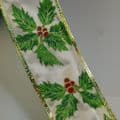 Holy Green Flower Wired Ribbon  6.2cm