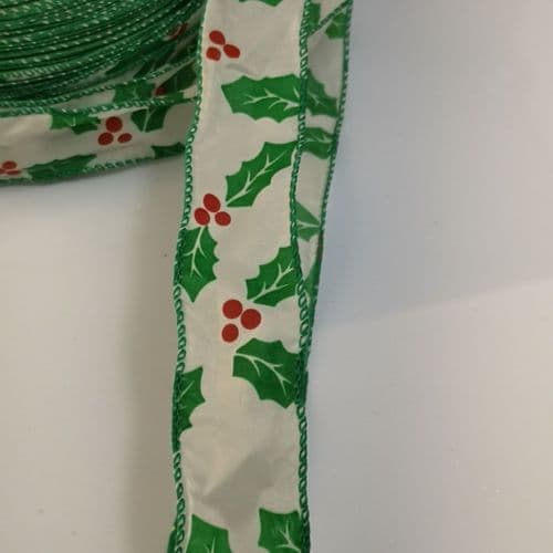 Holy Green Wired Ribbon 38 mm Eurotulle