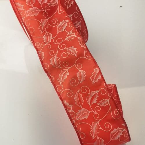Holy Leaf Wired Ribbon 6.2cm
