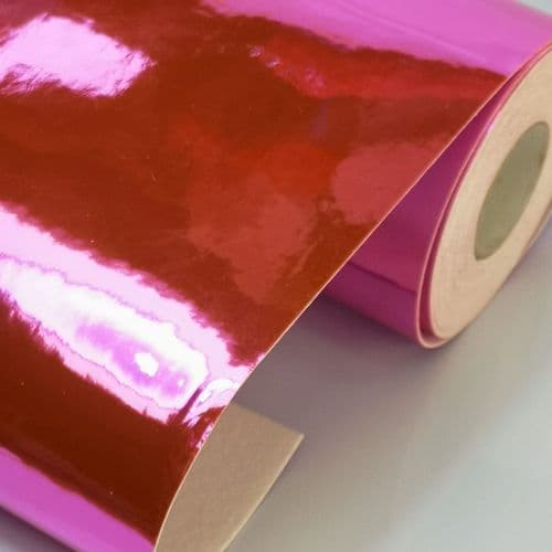 Hot Coral Pink Leatherette Fabric Eurotulle