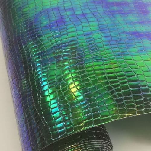 Iridescent Dark Green Embossed Fabric Eurotulle 01