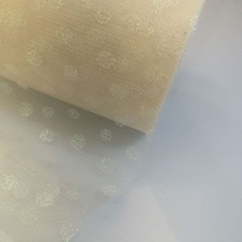 Ivory Enhance Glitter Dots 6 inch Soft Tulle Fabric