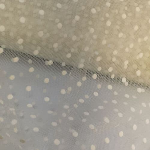 Ivory Flocked Dots 54 inch Soft Tulle Fabric Eurotulle