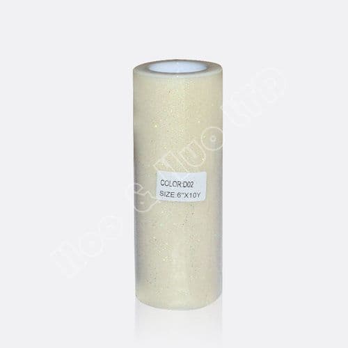 Ivory Glitter Tulle Roll 6" X 10 Y D02
