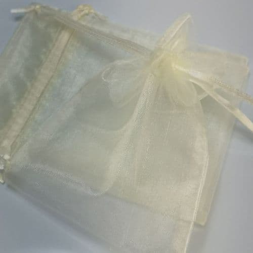 Ivory   Organza Pouch with Ribbon Drawsting 4"x x 5.5 "  10 cm x 14 cm  12 pcs Pack