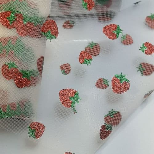 Ivory Strawberry Soft Tulle Neeting Fabric Eurotulle
