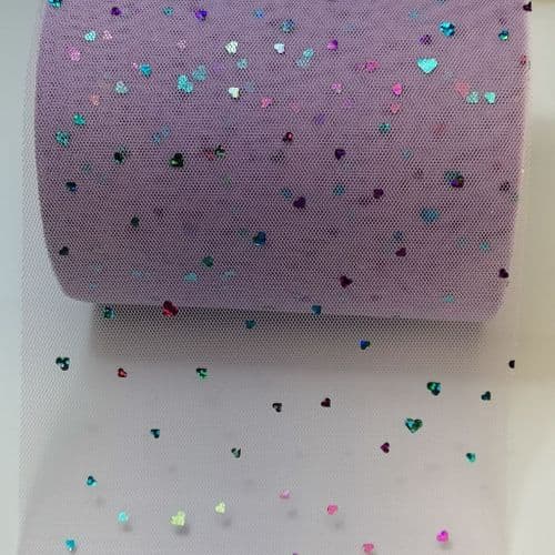 Lavender Colourful Heart Shape Sparkle Soft Tulle