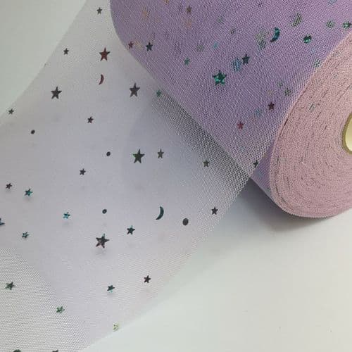 Lavender Colourful Star Shape Sparkle Soft Tulle Eurotulle
