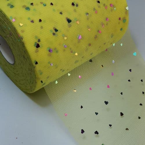 Lemon Colourful Heart Shape Sparkle Soft Tulle