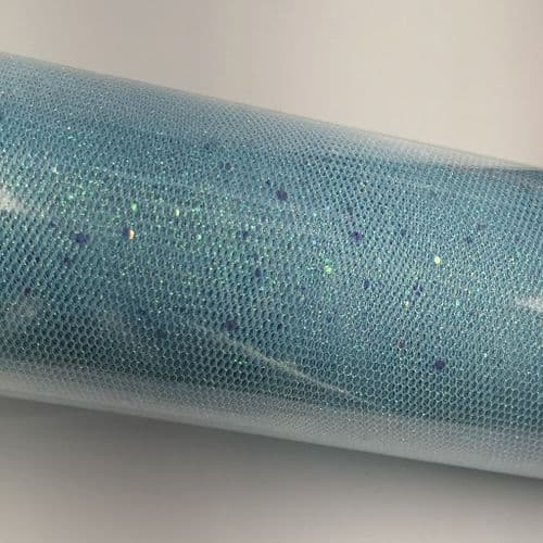 Light Blue Glitter Stiff Honeycomb Sparkle Tulle Fabric Eurotulle