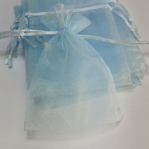 Light Blue   Organza Pouch with Ribbon Drawsting 4"x 5.5"  10 cm x 14 cm   10 pcs /100 pcs Pack