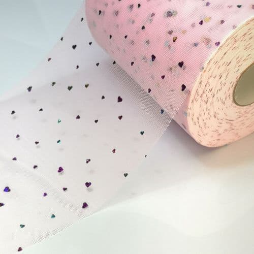 Light Pink Colourful Heart Shape Sparkle Soft Tulle