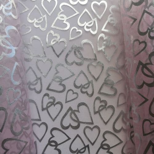 Light Pink Organdie Printed Shiny Hearts Pattern Soft Organdies Fabric 54 inch
