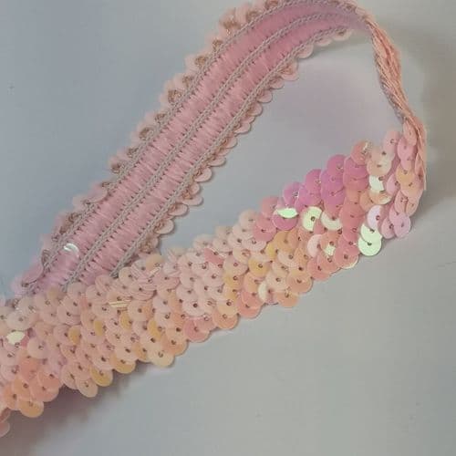 Light Pink Stretch Sequin Hairband 1" x 6 inch
