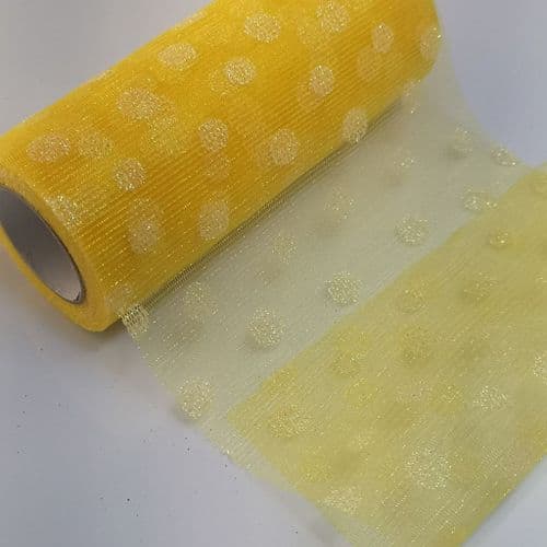 Light Yellow Enhance Glitter Dot Netting Fabric 6 inch x 10 Y
