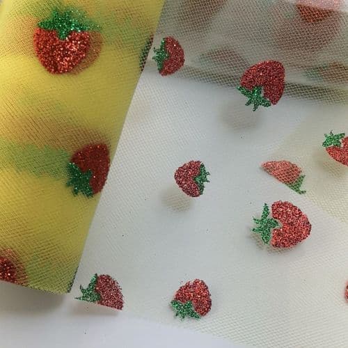 Light Yellow Strawberry Soft Tulle Neeting Fabric Eurotulle
