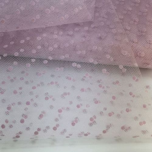 Lilac Flocked Dot Soft Tulle varient size
