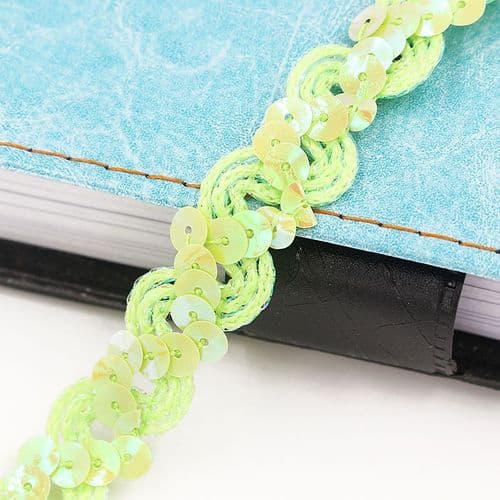 Lime Green Wiggle Sparkles Trimming 1.2cm width