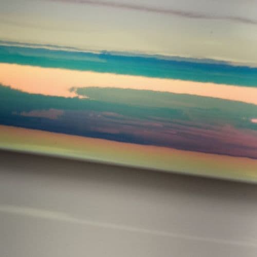 Mirror Effect Sky Blue Leatherette Fabric Eurotulle