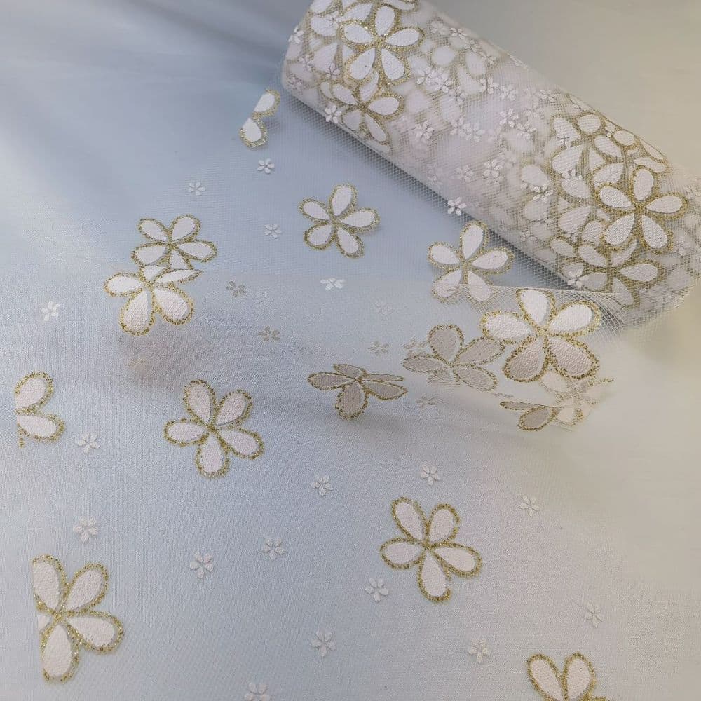 New Daisy White Tulle Roll 6