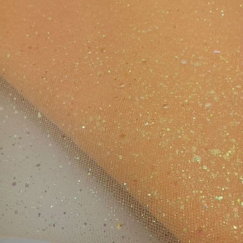 New Sparkle Glitter Peach 54 inch Soft Tulle Fabric Eurotulle