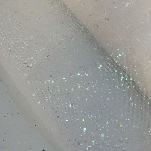New Sparkle Glitter White 54 inch Soft Tulle Fabric Eurotulle