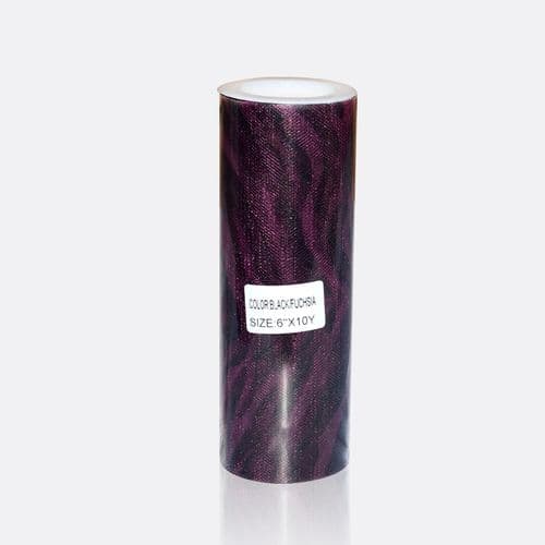 Nylon Zebra Soft Tulle 6 inch x 10 Y Black and Fuchsia