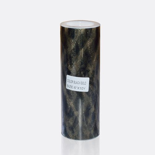 Nylon Zebra Soft Tulle 6 inch x 10 Y Black and Gold