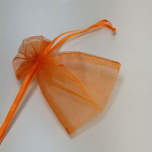 Orange Organza Pouch with Ribbon Drawsting 3" x 4"  Organza Bags  10 pcs Pack