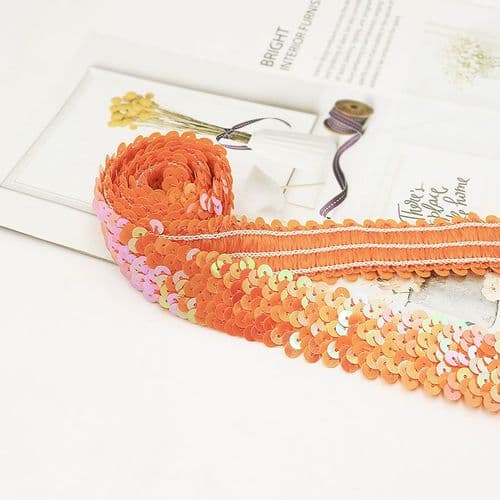 Orange Stretch Sequin Trim