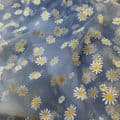 Pigeon Blue Daisy Soft Tulle 54 inch Fabric Eurotulle