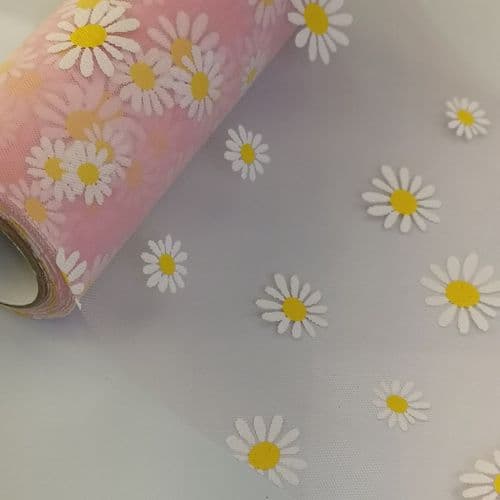 Pink Daisy Soft Tulle Fabric Eurotulle
