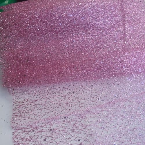 Pink Glitter Spider Netting Fabric 12 inch Eurotulle