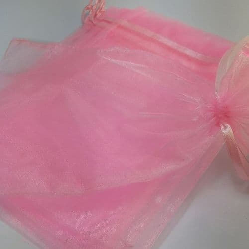 Pink  Organza Pouch with Ribbon Drawsting 6" x 9"  15 cm x 22.5 cm  30 pcs Pack