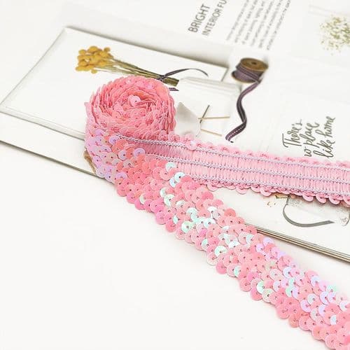 Pink Stretch Sequin Trim