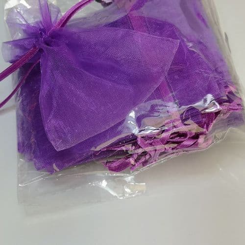 Purple  Gifts Pouches Organza Pouch with Ribbon Drawsting 3" x 4 "  30 pcs  Pack  7.5 cm x 10 cm