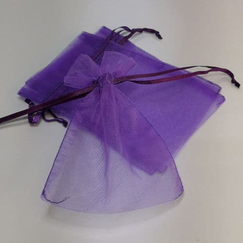 Purple   Organza Pouch with Ribbon Drawsting 4" x 5.5 inch 10 cm x 14 cm  10 pcs /100 pcs Pack