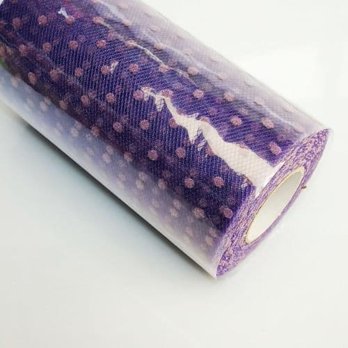Purple Tulle Flocked Dot Soft Fabric 6 inch