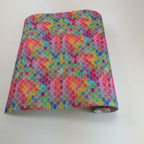 Rainbow Mermaid Fine Glitter Fabric Eurotulle