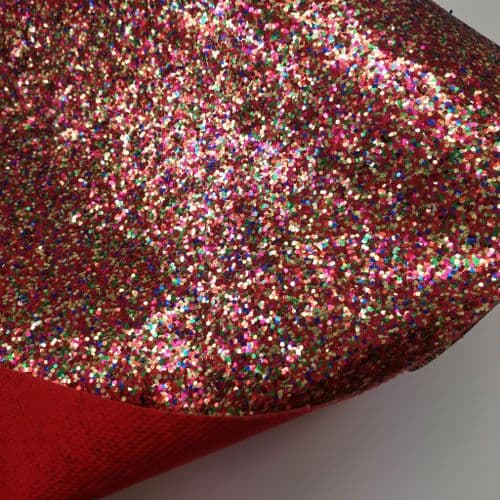 Red Burst Chunky Glitter Fabric