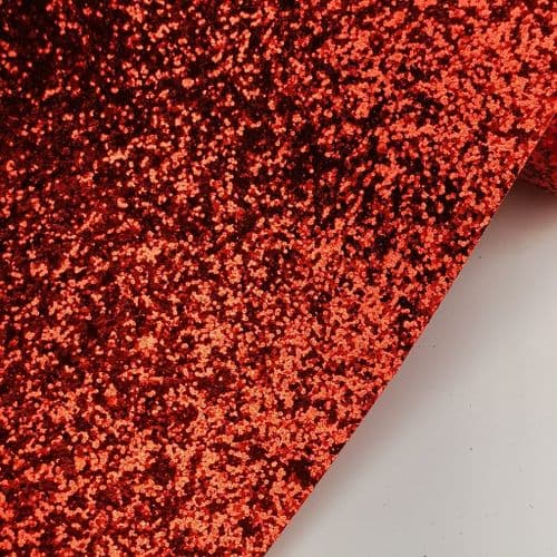 Red Chunky Glitter Fabric Eurotulle