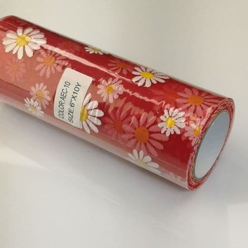 Red Daisy Soft Tulle Fabric Eurotulle