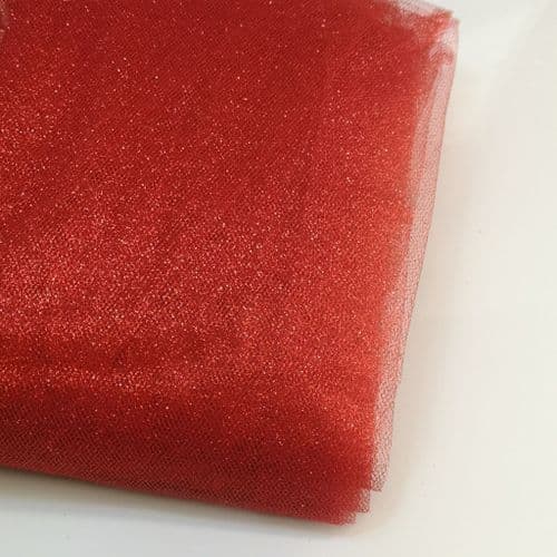 Red Glitter Sparkle Tulle 54 inch x 20 Y Eurotulle