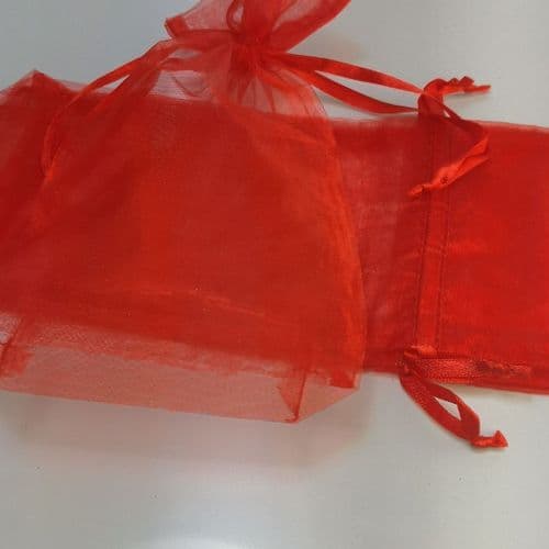 Red  Organza Pouch with Ribbon Drawsting 6" x 9 inches  15 cm x 22.5 cm  20 pcs Pack
