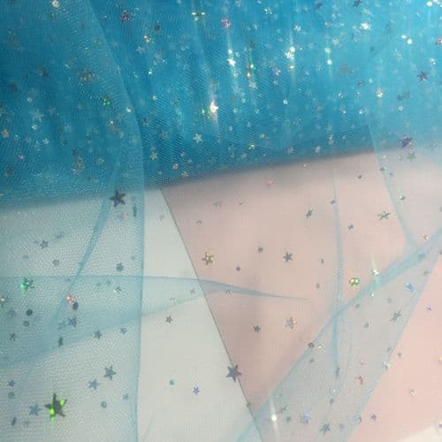 Sequin Star Shape Sparkling Soft tulle Aqua