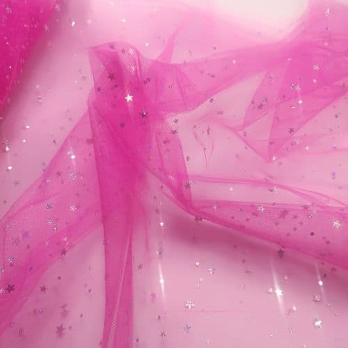 Sequin Star Shape Sparkling Soft tulle Bright Pink