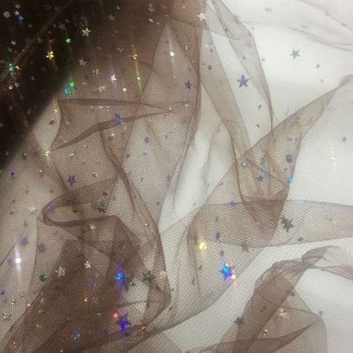Sequin Star Shape Sparkling Soft tulle Brown