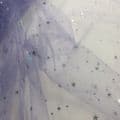 Hologram Sequin Stars Shape Lavender Tulle Fabric UK
