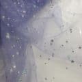 Hologram Sequin Stars Shape Lavender Tulle Fabric UK