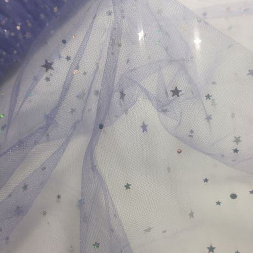 Sequin Star Shape Sparkling Soft tulle Lavender tulle Bolt 54 inch
